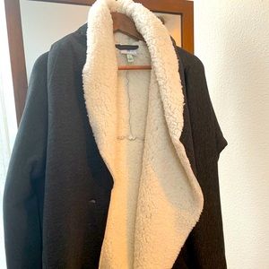 Dark grey with fur lining light jacket